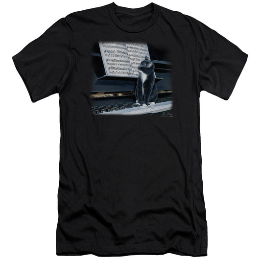 Wildlife - Kitten On The Keys-premuim Canvas Adult Slim Fit 30/1 - Black