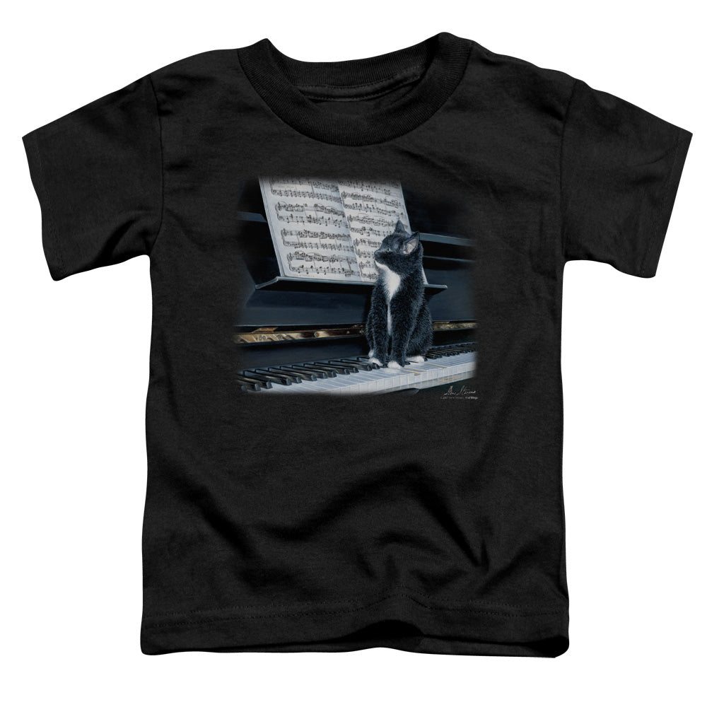 Wildlife - Kitten On The Keys - Short Sleeve Toddler Tee - Black T-shirt