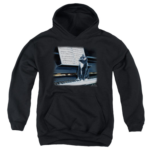 Wildlife Kitten On The Keys-youth Pull-over Hoodie - Black