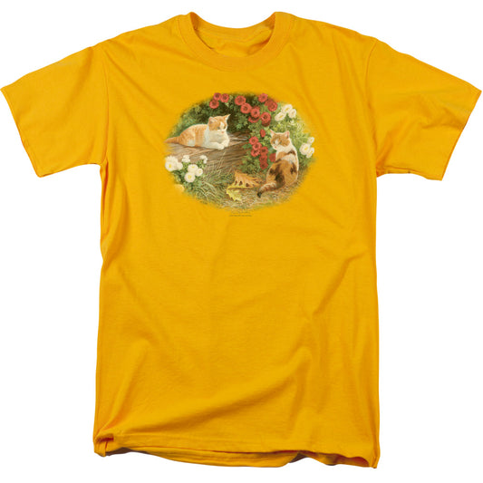 Wildlife - Kittens And Mums - Short Sleeve Adult 18/1 - Gold T-shirt