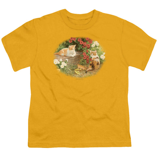 Wildlife - Kittens And Mums - Short Sleeve Youth 18/1 - Gold T-shirt