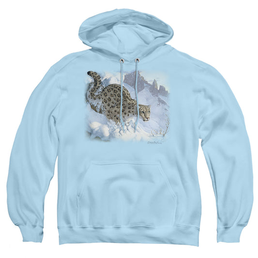 Wildlife - Snow Leopard - Adult Pull-over Hoodie - Light Blue