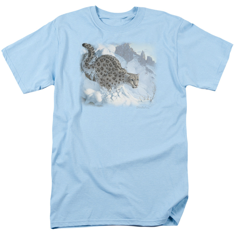 Wildlife - Snow Leopard - Short Sleeve Adult 18/1 - Light Blue T-shirt