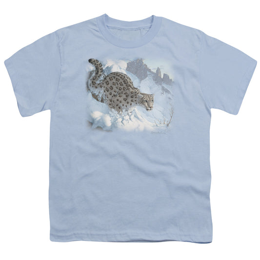 Wildlife - Snow Leopard - Short Sleeve Youth 18/1 - Light Blue T-shirt