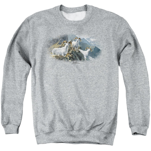 Wildlife - High Trails Dall Sheep - Adult Crewneck Sweatshirt - Athletic Heather
