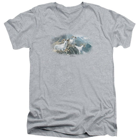 Wildlife - High Trails Dall Sheep - Short Sleeve Adult V-neck - Athletic Heather T-shirt