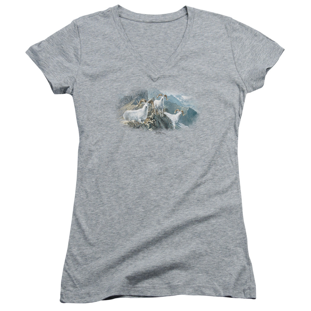 Wildlife - High Trails Dall Sheep - Junior V-neck - Athletic Heather