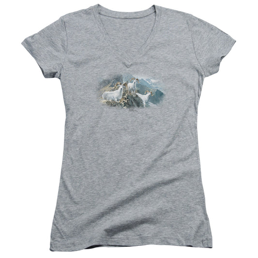 Wildlife - High Trails Dall Sheep - Junior V-neck - Athletic Heather