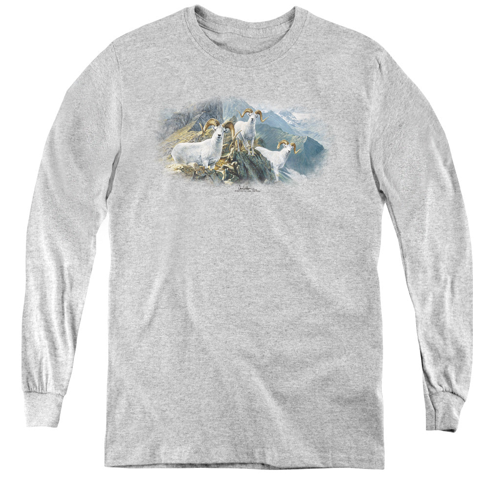 Wildlife - High Trails Dall Sheep - Youth Long Sleeve Tee - Athletic Heather
