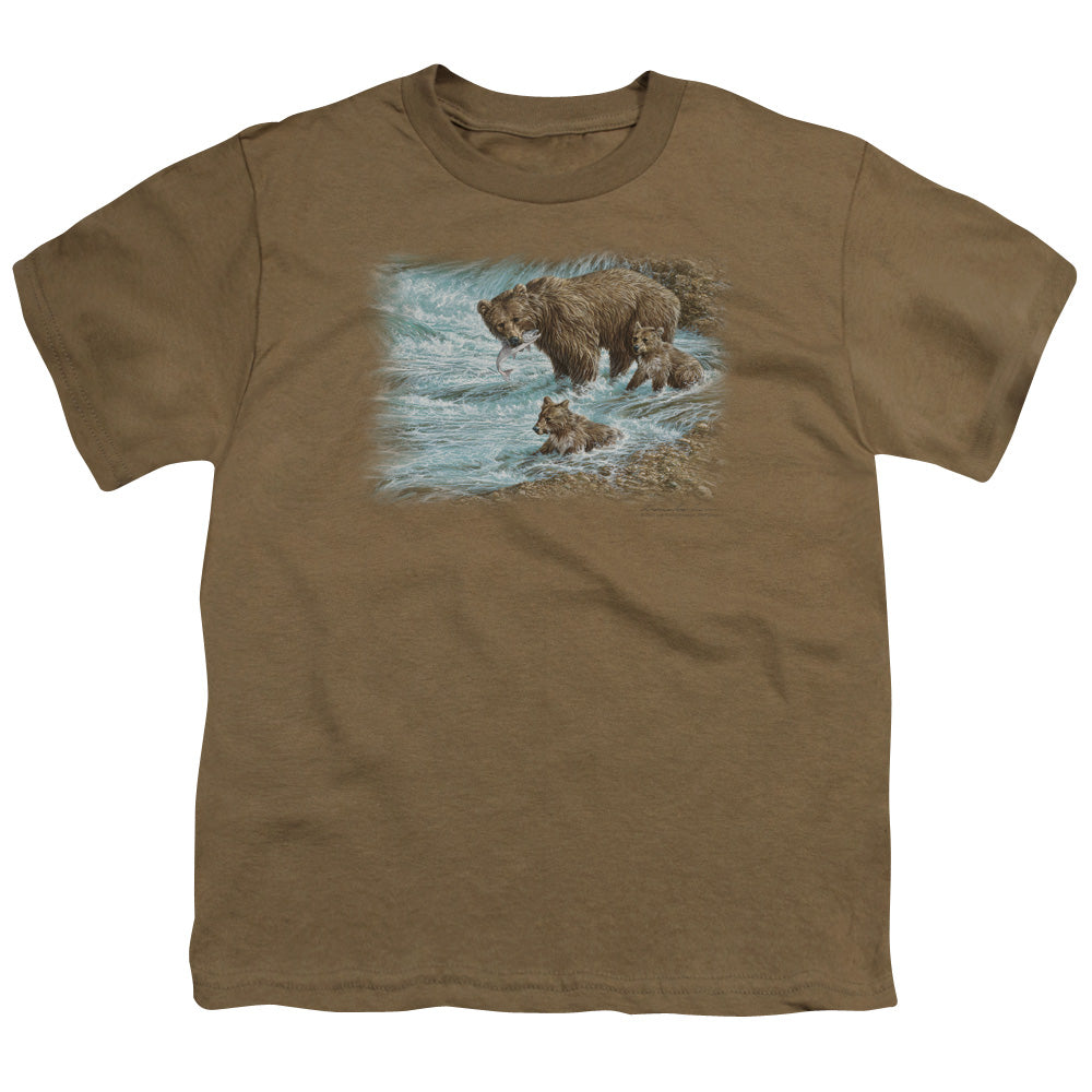 Wildlife - Alaskan Brown Bear - Short Sleeve Youth 18/1 - Safari Green T-shirt