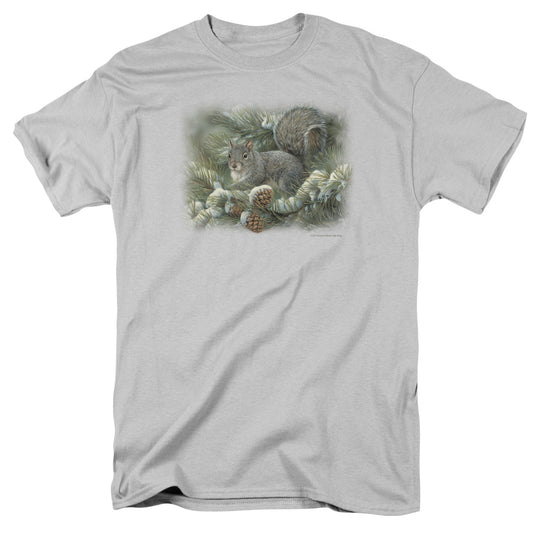 Wildlife - Gray Squirrel - Short Sleeve Adult 18/1 - Silver T-shirt