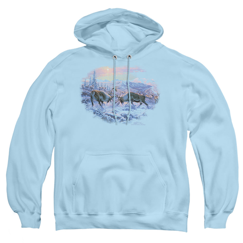 Wildlife - Battling Bulls - Adult Pull-over Hoodie - Light Blue