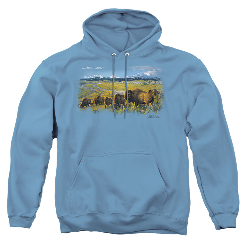 Wildlife - The Passing Herd - Adult Pull-over Hoodie - Carolina Blue