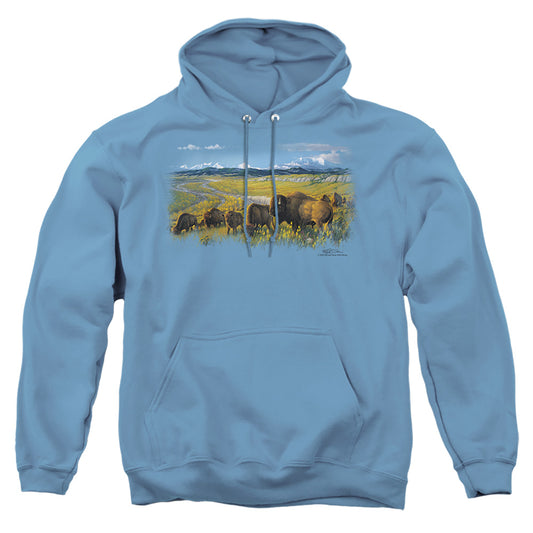 Wildlife - The Passing Herd - Adult Pull-over Hoodie - Carolina Blue