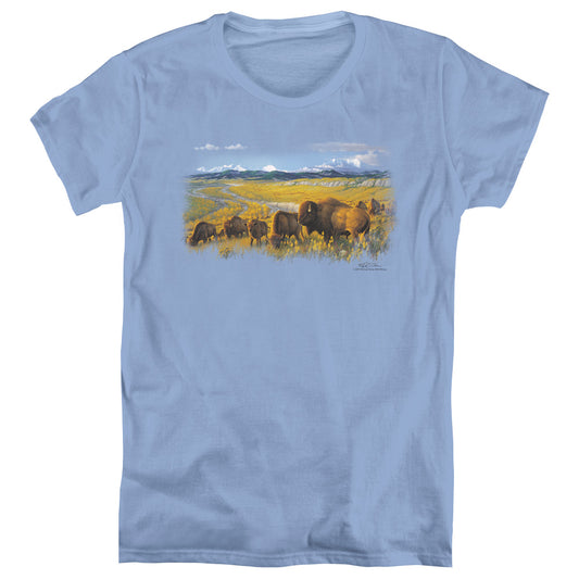 Wildlife - The Passing Herd - Short Sleeve Womens Tee - Carolina Blue T-shirt