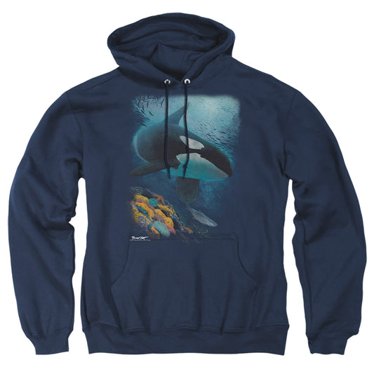 Wildlife - Salmon Hunter Orca - Adult Pull-over Hoodie - Navy