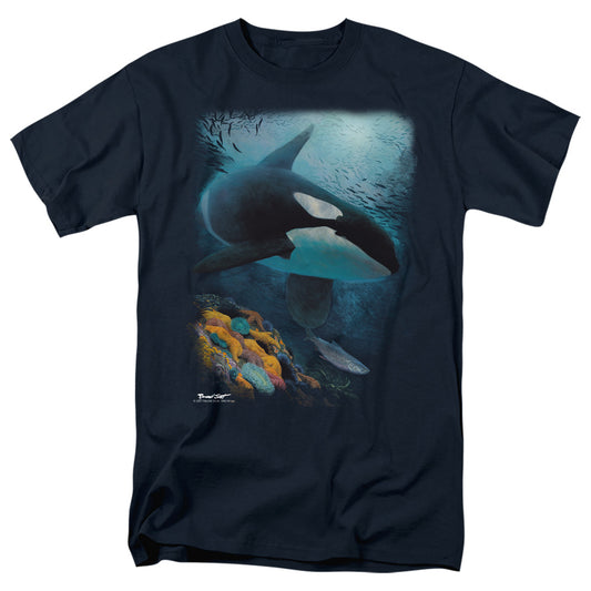 Wildlife - Salmon Hunter Orca - Short Sleeve Adult 18/1 - Navy T-shirt