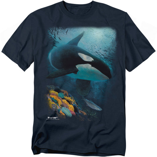 Wildlife - Salmon Hunter Orca - Short Sleeve Adult 18/1 - Navy T-shirt