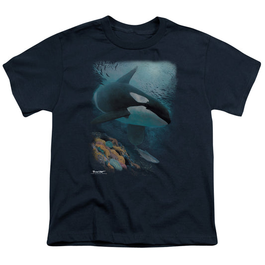 Wildlife - Salmon Hunter Orca - Short Sleeve Youth 18/1 - Navy T-shirt