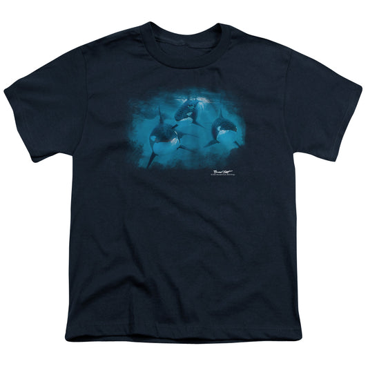 Wildlife - Pod Of Orcas - Short Sleeve Youth 18/1 - Navy T-shirt