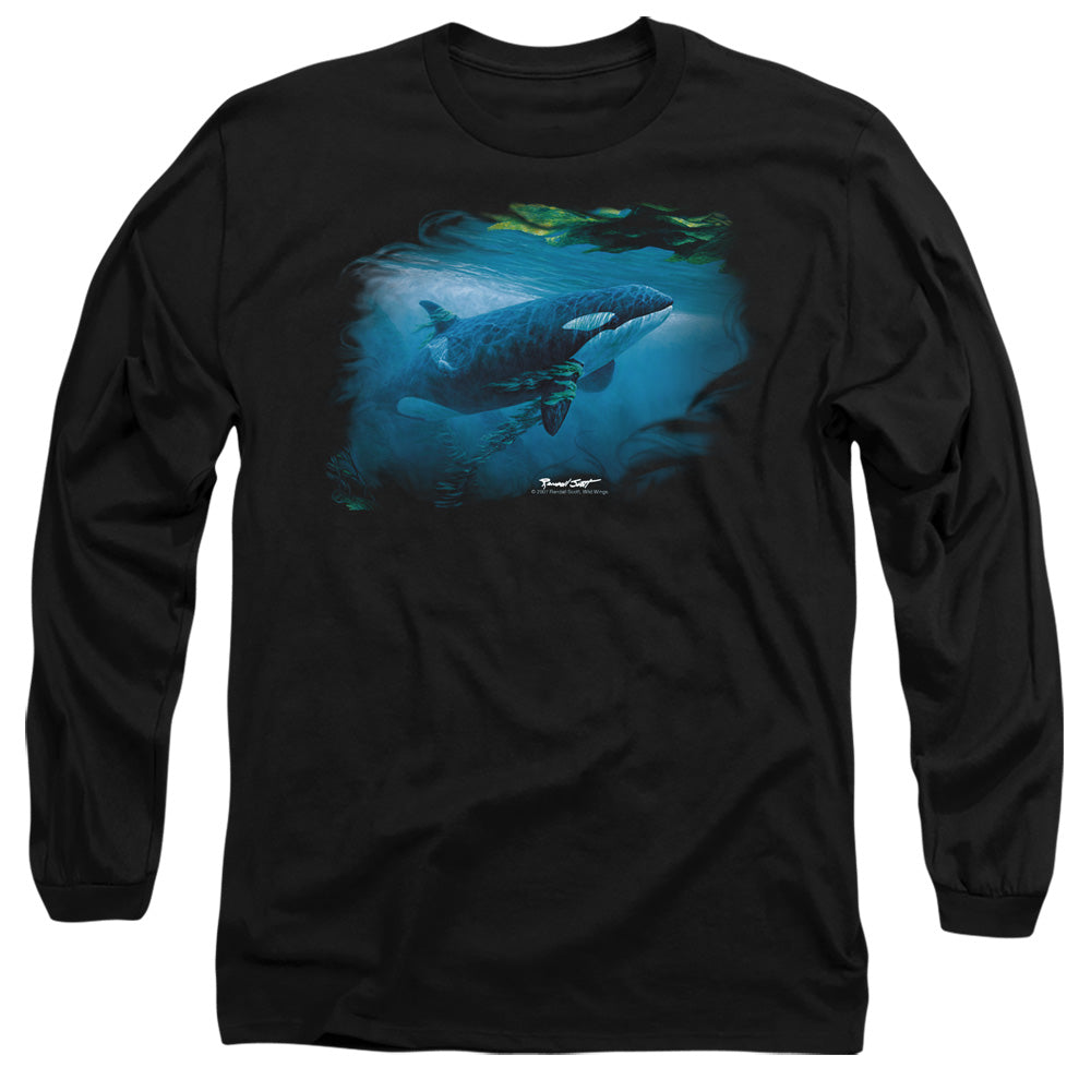Wildlife - Pursuit Thru The Kelp Orca - Long Sleeve Adult 18/1 - Black T-shirt