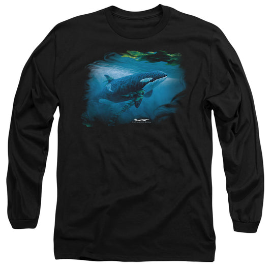 Wildlife - Pursuit Thru The Kelp Orca - Long Sleeve Adult 18/1 - Black T-shirt