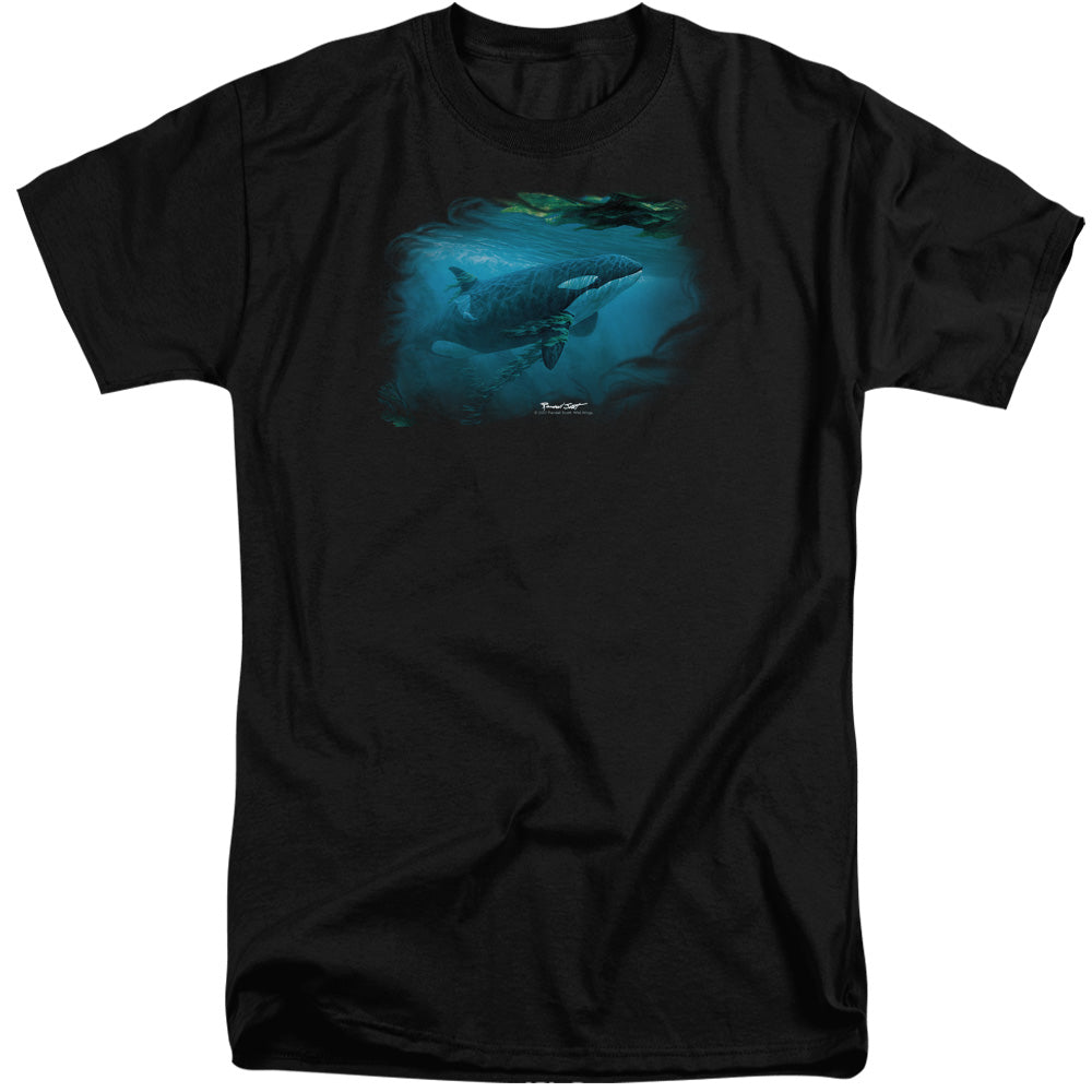 Wildlife - Pursuit Thru The Kelp Orca - Short Sleeve Adult Tall - Black T-shirt