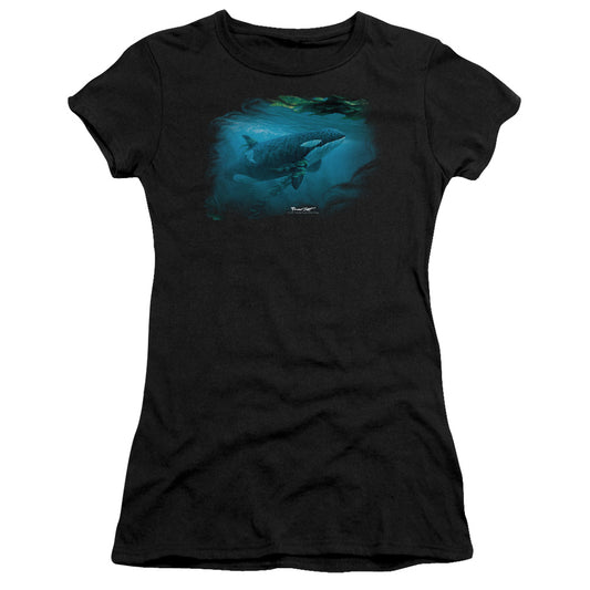 Wildlife - Pursuit Thru The Kelp Orca - Short Sleeve Junior Sheer - Black T-shirt