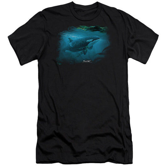 Wildlife - Pursuit Thru The Kelp Orca-premuim Canvas Adult Slim Fit 30/1 - Black