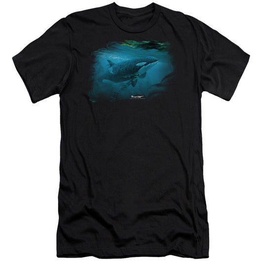 Wildlife - Pursuit Thru The Kelp Orca - Short Sleeve Adult 30/1 - Black T-shirt