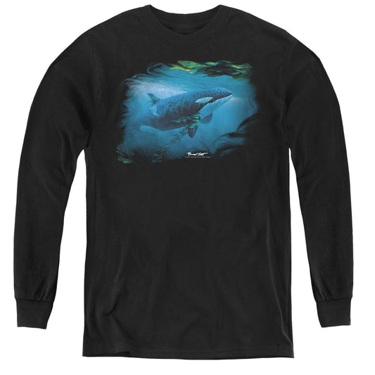 Wildlife - Pursuit Thru The Kelp Orca - Youth Long Sleeve Tee - Black