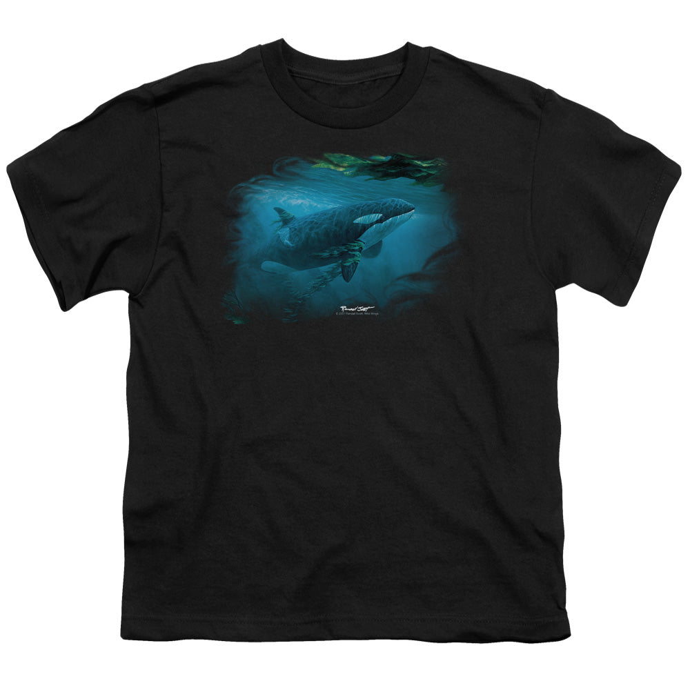 Wildlife - Pursuit Thru The Kelp Orca - Short Sleeve Youth 18/1 - Black T-shirt