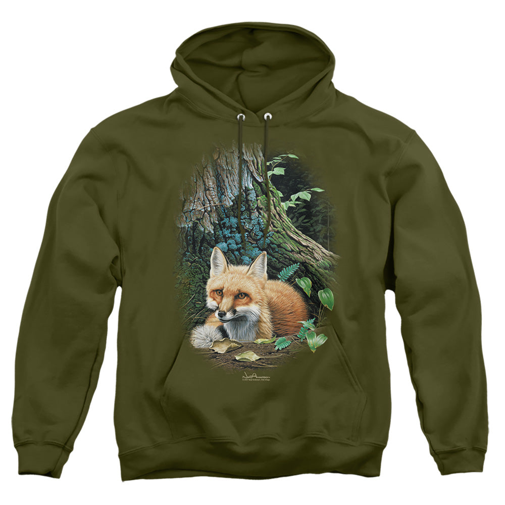 Wildlife - Cozy Retreat - Adult Pull-over Hoodie - Military Green
