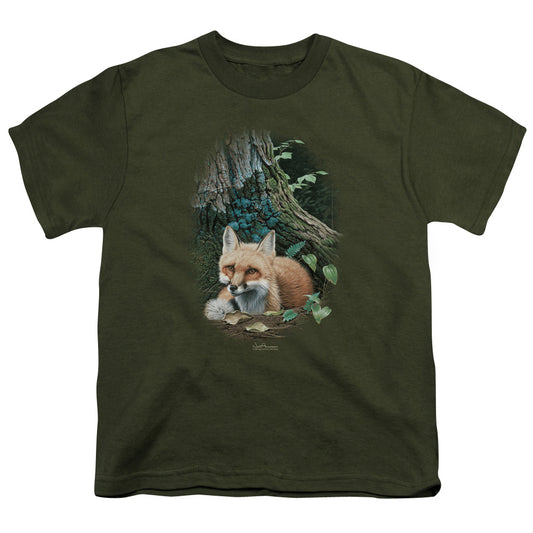 Wildlife - Cozy Retreat - Short Sleeve Youth 18/1 - Military Green T-shirt