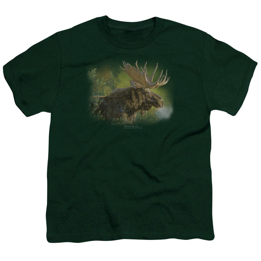 Wildlife - Crisp Fall Morning - Short Sleeve Youth 18/1 - Hunter Green T-shirt