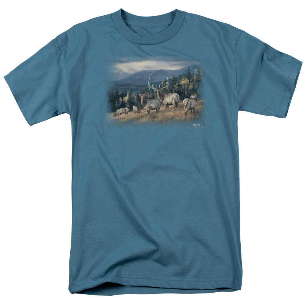 Wildlife - Autumn Gold Elk - Short Sleeve Adult 18/1 - Slate T-shirt