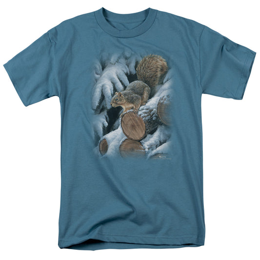 Wildlife - Wood Pile Squirrel - Short Sleeve Adult 18/1 - Slate T-shirt