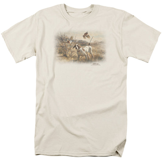 Wildlife - Pointer & Bobwhite Quail - Short Sleeve Adult 18/1 - Cream T-shirt