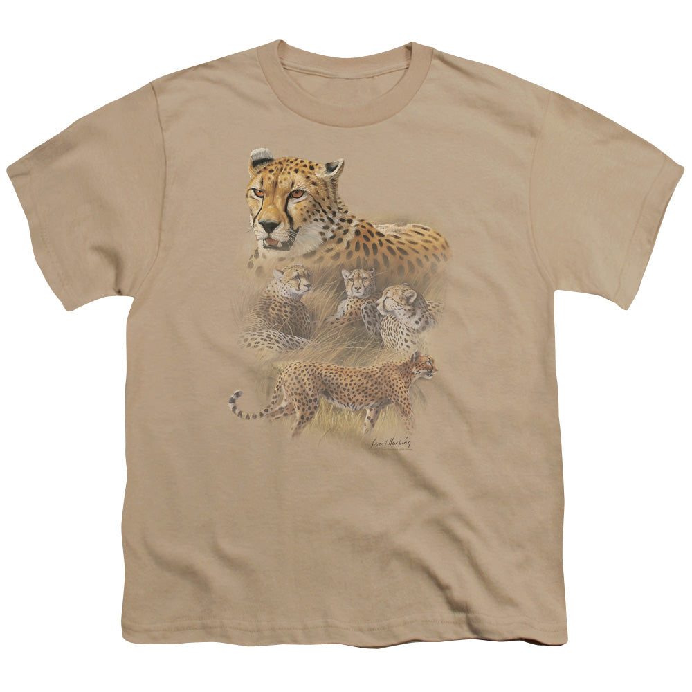 Wildlife - Cheetahs - Short Sleeve Youth 18/1 - Sand T-shirt