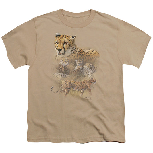 Wildlife - Cheetahs - Short Sleeve Youth 18/1 - Sand T-shirt
