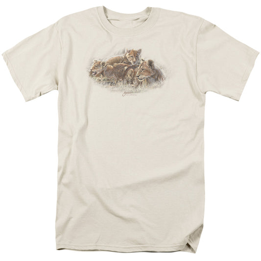 Wildlife - Lion Cubs - Short Sleeve Adult 18/1 - Cream T-shirt