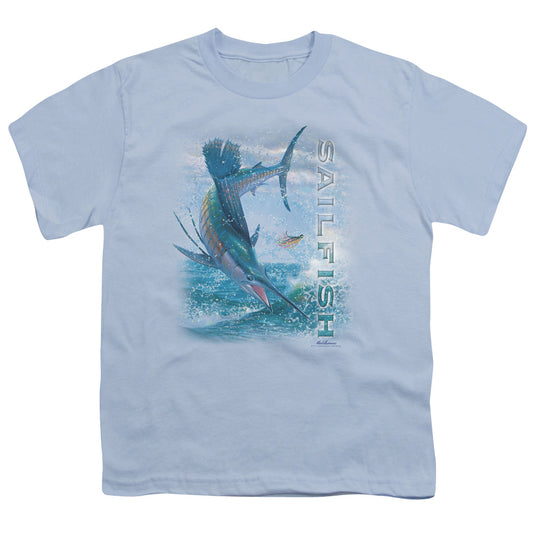 Wildlife - Leaping Sailfish - Short Sleeve Youth 18/1 - Light Blue T-shirt