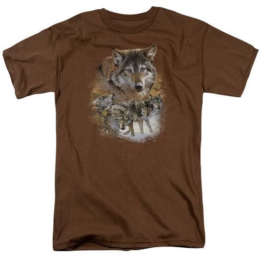 Wildlife - Wolf Pack - Short Sleeve Adult 18/1 - Coffee T-shirt