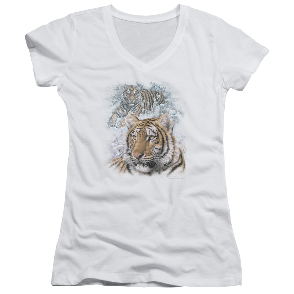 Wildlife - Tigers - Junior V-neck - White