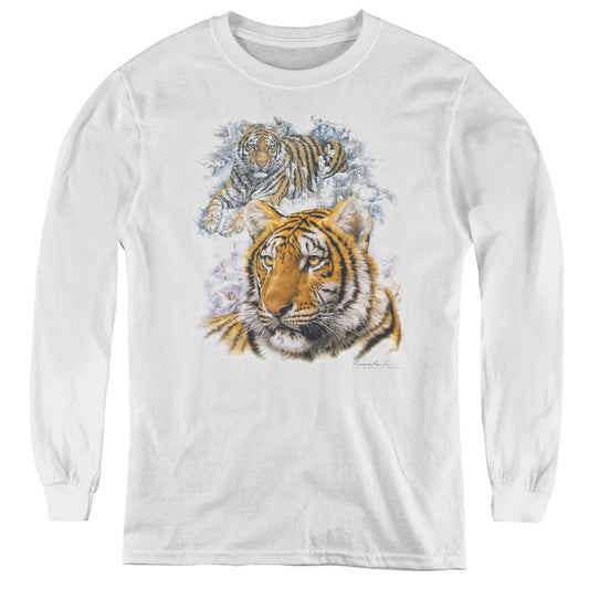 Wildlife - Tigers - Youth Long Sleeve Tee - White
