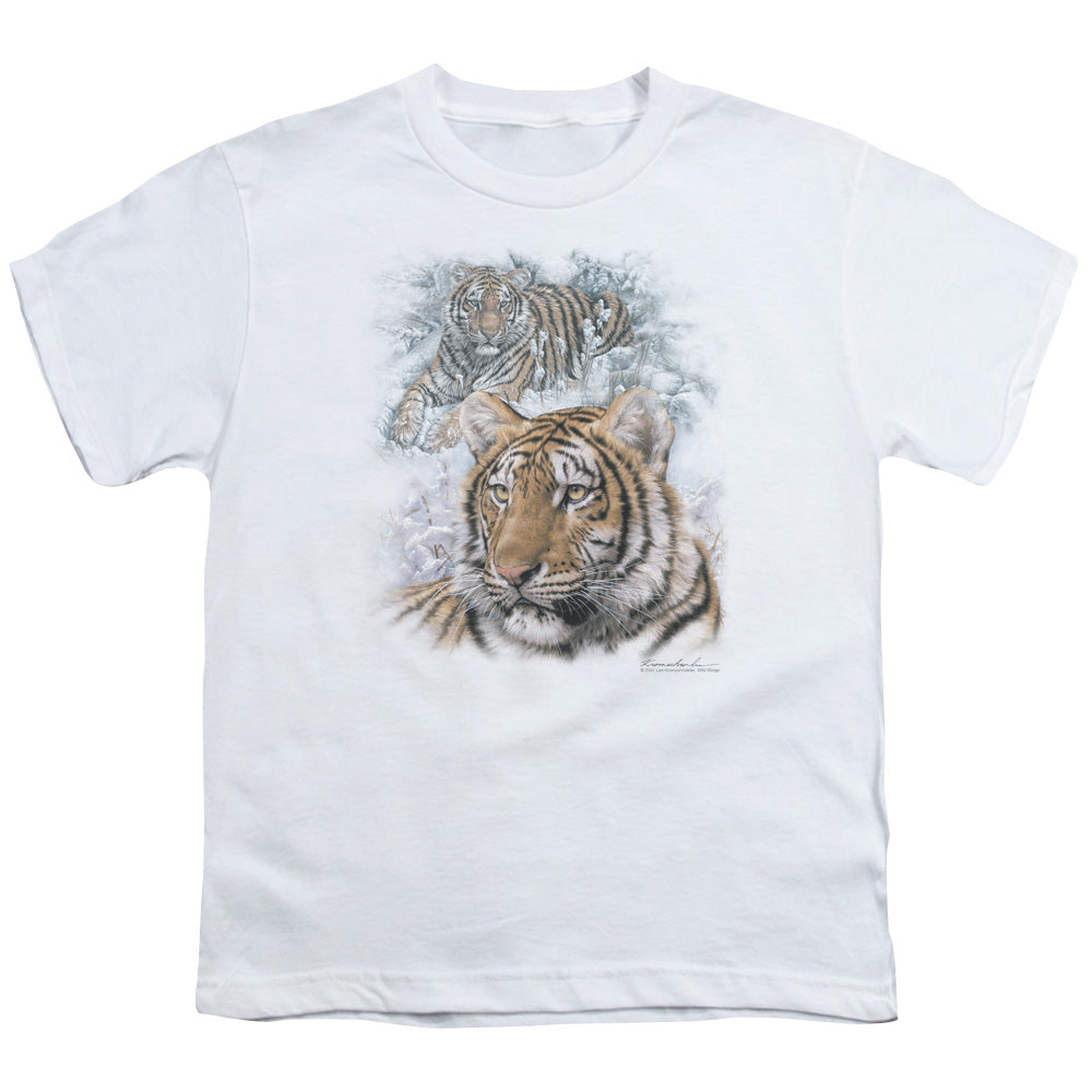 Wildlife - Tigers - Short Sleeve Youth 18/1 - White T-shirt