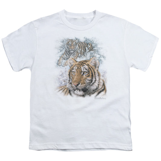 Wildlife - Tigers - Short Sleeve Youth 18/1 - White T-shirt
