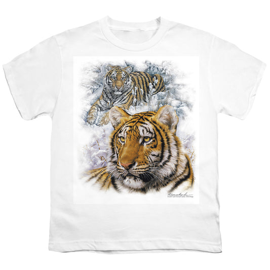 Wildlife - Tigers - Short Sleeve Youth 18/1 - White T-shirt