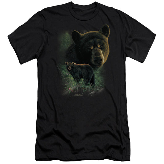Wildlife - Black Bears-premuim Canvas Adult Slim Fit 30/1 - Black