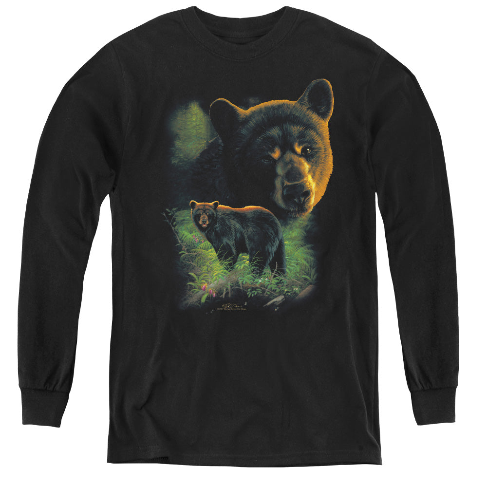 Wildlife - Black Bears - Youth Long Sleeve Tee - Black
